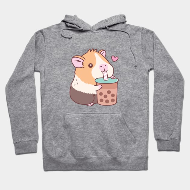 Cute Guinea Pig Loves Drinking Bubble Tea Hoodie by rustydoodle